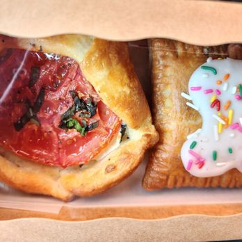 Fat Rabbit - Tomato Basil Galette (left); Blackberry Hoptart (right) - Custom Cakes Near Me - Richmond, Virginia Fat Rabbit - Tomato Basil Galette (left); Blackberry Hoptart (right) - Custom Cakes Near Me - Richmond, Virginia