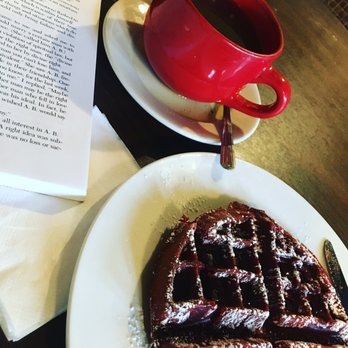 Village Coffee - Lemongrass tea and red velvet waffle! Both soooo good! - Breakfast & Brunch Near Me - Maplewood, New Jersey