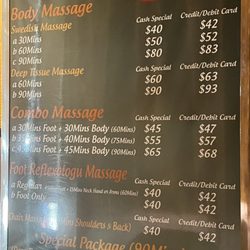 Sunny Foot Massage - They don't tell you the new costs till you arrive.
