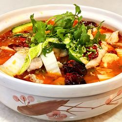 Spicy & numbing boiled fish Tender fish in rich red broth, bold & addictive flavor!