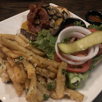 MR MIKES - Bacon mushroom Mikeburger with garlic parmesan fries~ - Steakhouses Near Me - Coquitlam, British Columbia MR MIKES - Bacon mushroom Mikeburger with garlic parmesan fries~ - Steakhouses Near Me - Coquitlam, British Columbia
