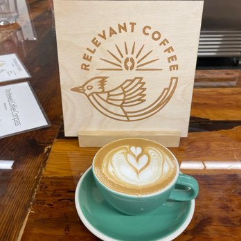 Relevant Coffee - Latte art and logo - Coffee & Tea Near Me - Vancouver, Washington