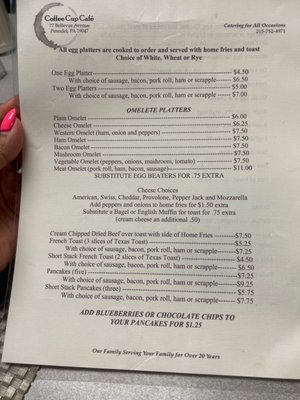 Menu photo 1 Coffee Cup Cafe Langhorne, PA