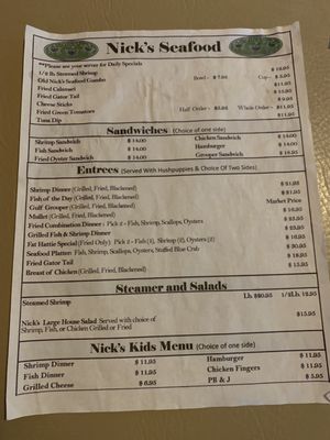 Menu photo 3 Nick's Seafood Freeport, FL Menu photo 3 Nick's Seafood Freeport, FL