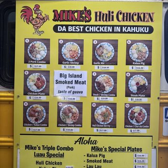 Mike's Huli Chicken - Menu May 2023 - Food Trucks Near Me - Kahuku, Hawaii Mike's Huli Chicken - Menu May 2023 - Food Trucks Near Me - Kahuku, Hawaii