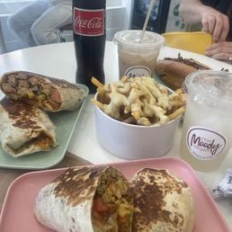 Chicken wrap and garlic fries Chicken wrap and garlic fries