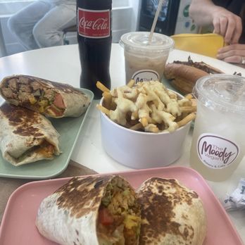 The Moody Vegan - Chicken wrap and garlic fries - Vegan Near Me - Los Angeles, California The Moody Vegan - Chicken wrap and garlic fries - Vegan Near Me - Los Angeles, California