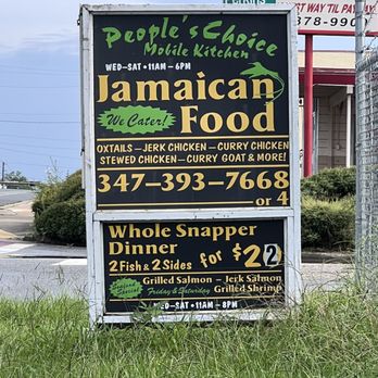People’s Choice mobile kitchen - a sign for jamaican food - Caribbean Near Me - Tallahassee, Florida People’s Choice mobile kitchen - a sign for jamaican food - Caribbean Near Me - Tallahassee, Florida