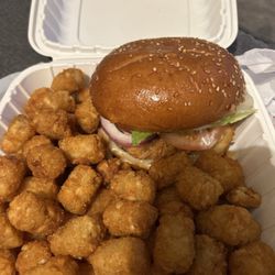 Rocki's Chicken - Chicken sandwich and tots