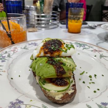 Peach Blossom Eatery - Garden Toast with Poached Egg - Breakfast & Brunch Near Me - Newark, Delaware Peach Blossom Eatery - Garden Toast with Poached Egg - Breakfast & Brunch Near Me - Newark, Delaware