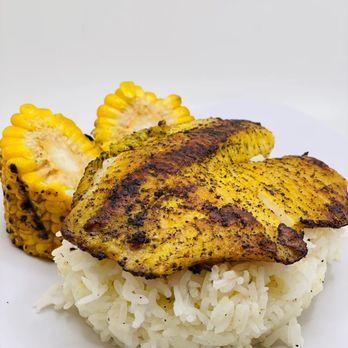 Bravo Eats - grilled chicken and rice on a white plate - New American Near Me - Kennedale, Texas Bravo Eats - grilled chicken and rice on a white plate - New American Near Me - Kennedale, Texas