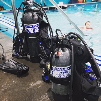 Dolphin Scuba Center - In pool training for our scuba certification. All the gear was included in our class cost. - Scuba Diving Near Me - Sacramento, California