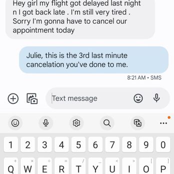 Julie N Nails - My appointment was scheduled for 9:30am. This is the 3rd cancellation she has done last minute. - Nail Technicians Near Me Julie N Nails - My appointment was scheduled for 9:30am. This is the 3rd cancellation she has done last minute. - Nail Technicians Near Me