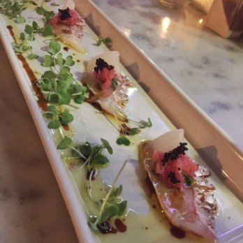 KAI ZAN - Madai carpaccio - strong basil flavor, not my fav but still not bad - Asian Fusion Near Me - Chicago, Illinois