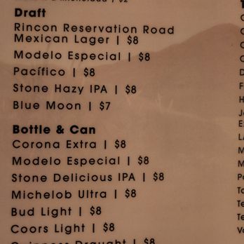 Tierra y Mar - Beer choices. August 2026. - Mexican Near Me - Valley Center, California Tierra y Mar - Beer choices. August 2026. - Mexican Near Me - Valley Center, California