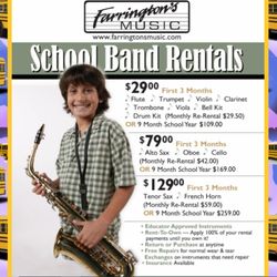 Farrington's Music - School Band Rental Instruments - LOW Rates!