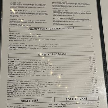 Santa Barbara FisHouse - backside of the menu with a few of their many alcoholic options. - Seafood Near Me - Santa Barbara, California Santa Barbara FisHouse - backside of the menu with a few of their many alcoholic options. - Seafood Near Me - Santa Barbara, California
