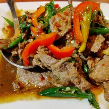 Thaisons - Beef pad kapow. Perfect spiciness, if you can't handle spicy you would want it lowered, but for me I need it spicy. - Asian Fusion Near Me - Falls Church, Virginia Thaisons - Beef pad kapow. Perfect spiciness, if you can't handle spicy you would want it lowered, but for me I need it spicy. - Asian Fusion Near Me - Falls Church, Virginia