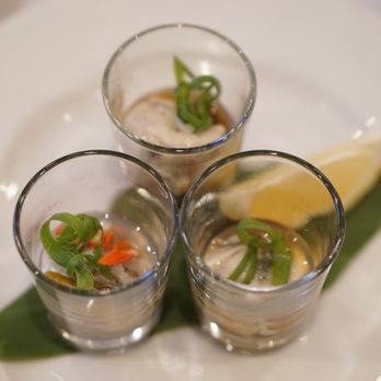 Karai Crab - Oyster shooters 3 shooters for $9 (wish they didn't cut the oysters so small tho) *11/14/2019 - Seafood Near Me - Honolulu, Hawaii