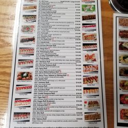 Joy Garden Korean BBQ Restaurant - Sushi Menu (Front Side)
