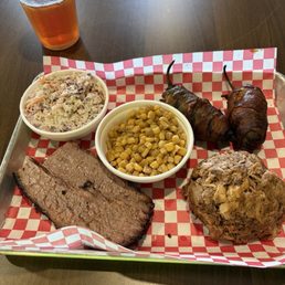 Brisket, BBQ, Jalapeños, corn, slaw. Brisket, BBQ, Jalapeños, corn, slaw.