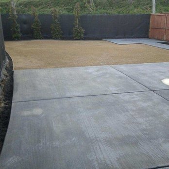 Breakthrough Landscape - after, concrete still curing in this photo, colored concrete light gray, looks more gorgeous as each day passes! - Landscaping Near Me
