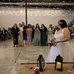 Bouquet toss. Bouquet toss.