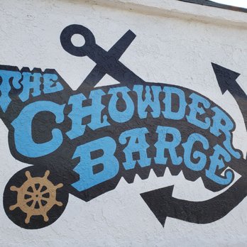 The Chowder Barge - The sign outside the little restaurant building. - Seafood Near Me - Wilmington, California