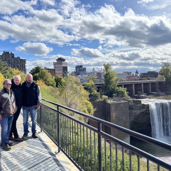 High Falls Terrace Park - view of falls and part of platform on a sunny fall day - Parks Near Me - Rochester, New York