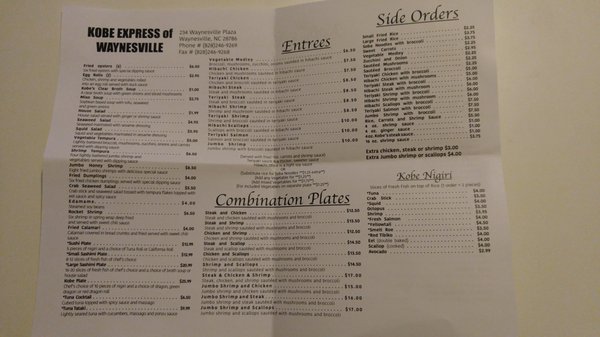 Menu photo 2 Kobe Express Waynesville, NC