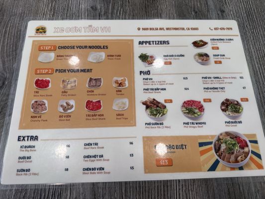 Menu photo 2 Xe Com Tam VH Westminster, CA