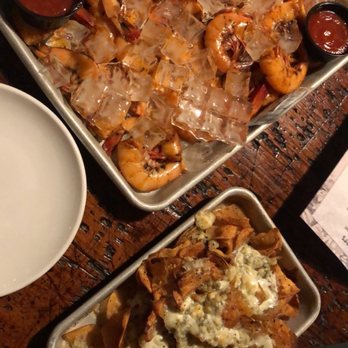 Down Under Restaurant - Pound of peel n' eat shrimp  and the blue cheese potato  chips - Seafood Near Me - Fernandina Beach, Florida