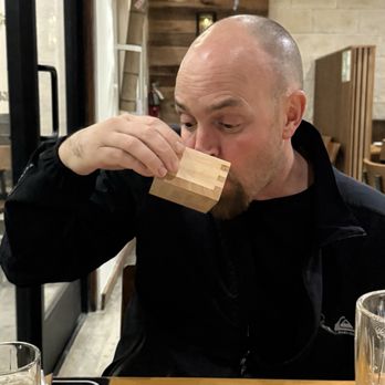 Gokigen Tori - Boxed sake! Jk... sake in a box because of the over pour - Izakaya Near Me - Culver City, California Gokigen Tori - Boxed sake! Jk... sake in a box because of the over pour - Izakaya Near Me - Culver City, California