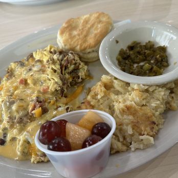 The Toasted Yolk Cafe - Brisket scramble & hash brown casserole - Breakfast & Brunch Near Me - Humble, Texas