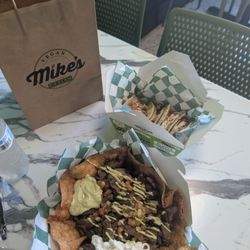 Mike's Vegan Grill - Steak taco salad and shrimp tacos