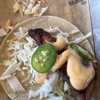 Mas Taco Bar - One of two Baja fish tacos I ordered - Breakfast & Brunch Near Me - Folsom, California Mas Taco Bar - One of two Baja fish tacos I ordered - Breakfast & Brunch Near Me - Folsom, California