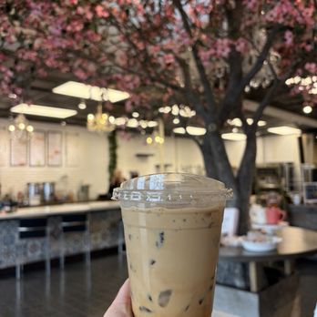 Kendall's Kitchen World Kafe - Oat milk latte with sugar free vanilla and caramel - Bakeries Near Me - San Diego, California