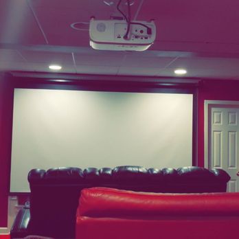 Swanson's Home Preservation - Finished basement/mancave. New projector with new hidden electrical outlets, cabiling run through and new automated projector screen! - Electricians Near Me Swanson's Home Preservation - Finished basement/mancave. New projector with new hidden electrical outlets, cabiling run through and new automated projector screen! - Electricians Near Me