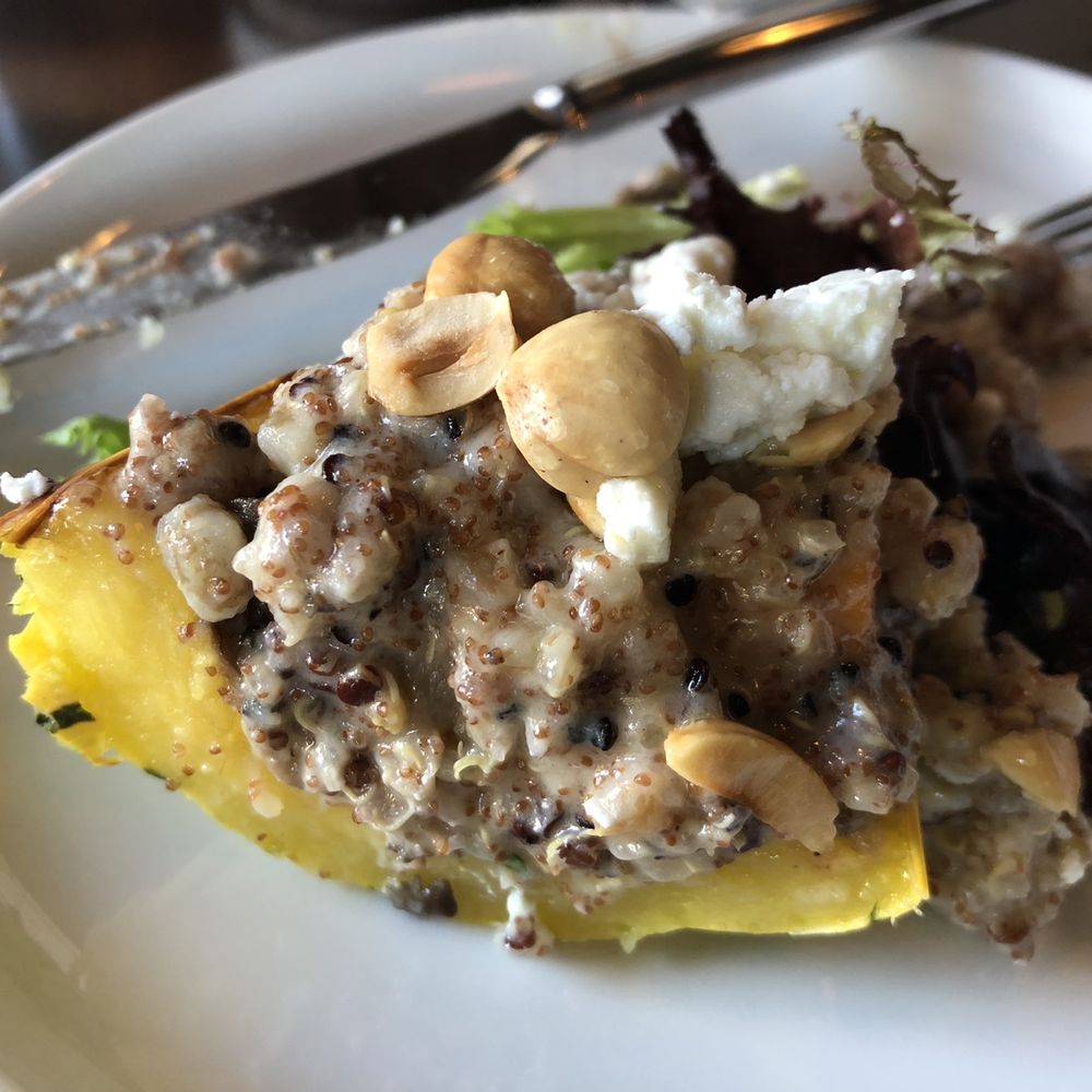 Inizio - Zucca ripieni: Delicata squash, stuffed with grain porridge and goat cheese and hazelnuts. Could have licked the plate. - Italian Near Me - Buffalo, New York Inizio - Zucca ripieni: Delicata squash, stuffed with grain porridge and goat cheese and hazelnuts. Could have licked the plate. - Italian Near Me - Buffalo, New York