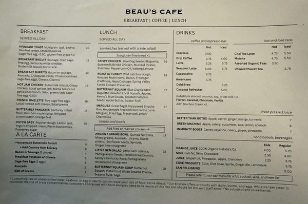 Menu photo 4 Beau's cafe Lexington, KY