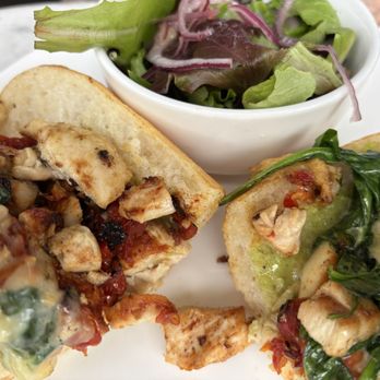 Chaupain Bakery - Chicken Pesto Sandwich. A favorite of mine. The combo of cheese, pesto, spinach and marinated chicken is excellent. - Bakeries Near Me - San Clemente, California