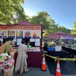 Downtown Los Altos Farmers' Market - Thai skewers 2/$8 - smells wonderful!