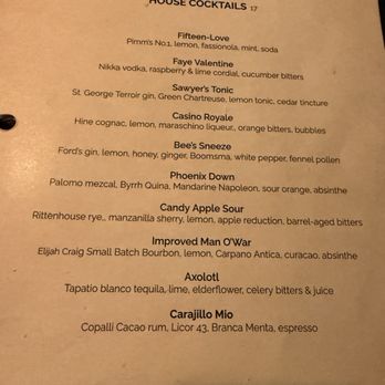The Fink - Menu - Cocktail Bars Near Me - Napa, California The Fink - Menu - Cocktail Bars Near Me - Napa, California