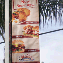 Quick Signs - Street Pole Banners. Light post banners to spruce up the boulevards and parking lots.