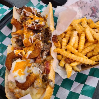 Johnny Longhots - Chipotle cheesesteak with onion rings and bacon - Sandwiches Near Me - Fairless Hills, Pennsylvania Johnny Longhots - Chipotle cheesesteak with onion rings and bacon - Sandwiches Near Me - Fairless Hills, Pennsylvania