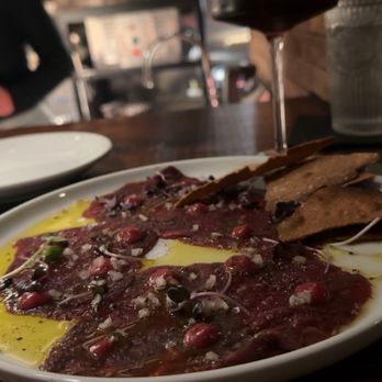Field & Fire - Carpaccio table fare and Dark Dawn beverage - New American Near Me - Greenville, Wisconsin