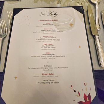 The Lobby - Christmas Eve Menu 2025 - American Near Me - Chicago, Illinois The Lobby - Christmas Eve Menu 2025 - American Near Me - Chicago, Illinois
