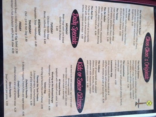 Menu photo 2 Choo-Choo's Restaurant New Martinsville, WV Menu photo 2 Choo-Choo's Restaurant New Martinsville, WV