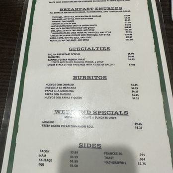 L & J Cafe - Breakfast menu - Mexican Near Me - El Paso, Texas