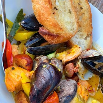Perch - BOUILLABAISSE ($34) seasonal vegetables, fruits de mer, linguisa sausage, shellfish saffron broth - Lounges Near Me - Los Angeles, California
